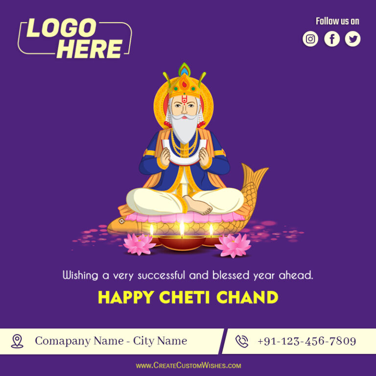 Chand Custom Online Create Cheti Chand Wishes with Company Details