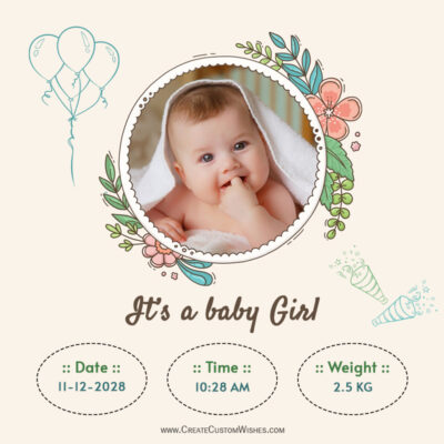 New Arrival Baby Girl Greetings – Editable Template