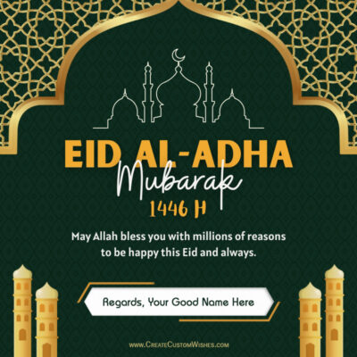 Add Name to Eid al-Fitr Mubarak Cards – Free & Editable