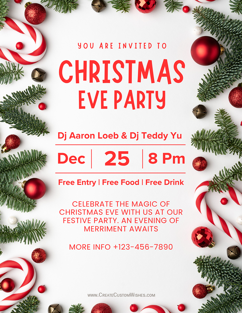 Merry Christmas Eve Invitation Card Maker Online