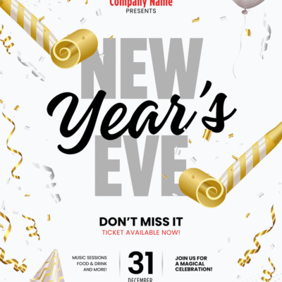 New Year Eve 2026 Party Invitation Card with Logo & InfoNew Year Eve 2026 Party Invitation Card with Logo & Info