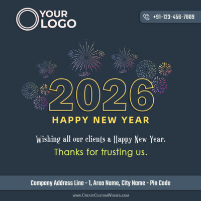 Personalized Happy New Year 2026 Greeting with LogoPersonalized Happy New Year 2026 Greeting with Logo