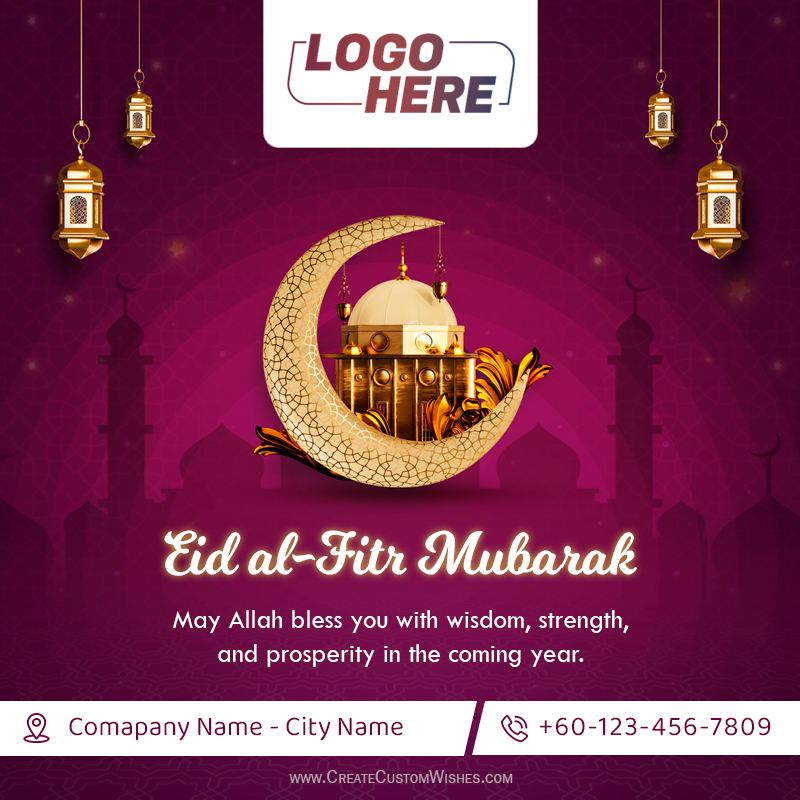 Free Eid al-Fitr Post Maker with Company Logo Online
