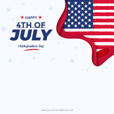 525+ Free 4th of July 2026 Editable Designs | Download NowPatriotic greeting card with an American flag motif, stars, and a red curved ribbon reading 'Happy 4th of July' and 'Independence Day.'
