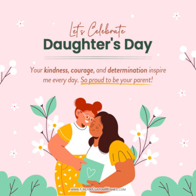 2026 Daughter Day: Best Wishes, Status, Messages & IdeasCelebrating Daughter's Day: two women sharing a hug, holding a heart-adorned card in a pink floral scene.