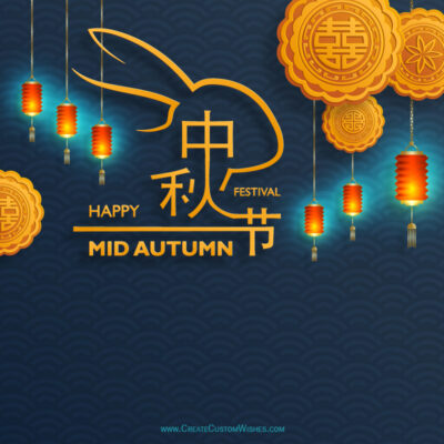 325+ Free Mid-Autumn Festival 2026 Templates & DesignsBright Mid-Autumn Festival greeting with orange lanterns on a dark blue patterned background, conveying celebration.