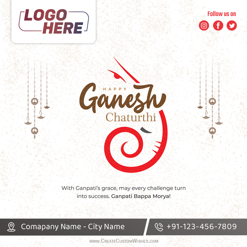 Ganesh Chaturthi 2026 Business Wishes with Your Logo & Info