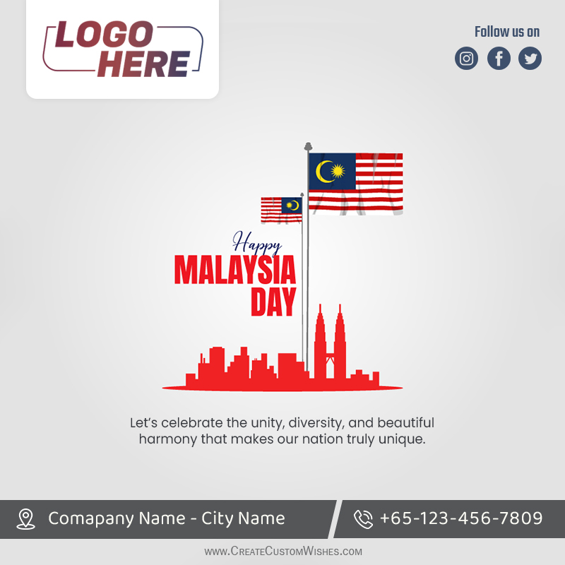 Malaysia Day Business Wishes: Add Your Logo & Brand