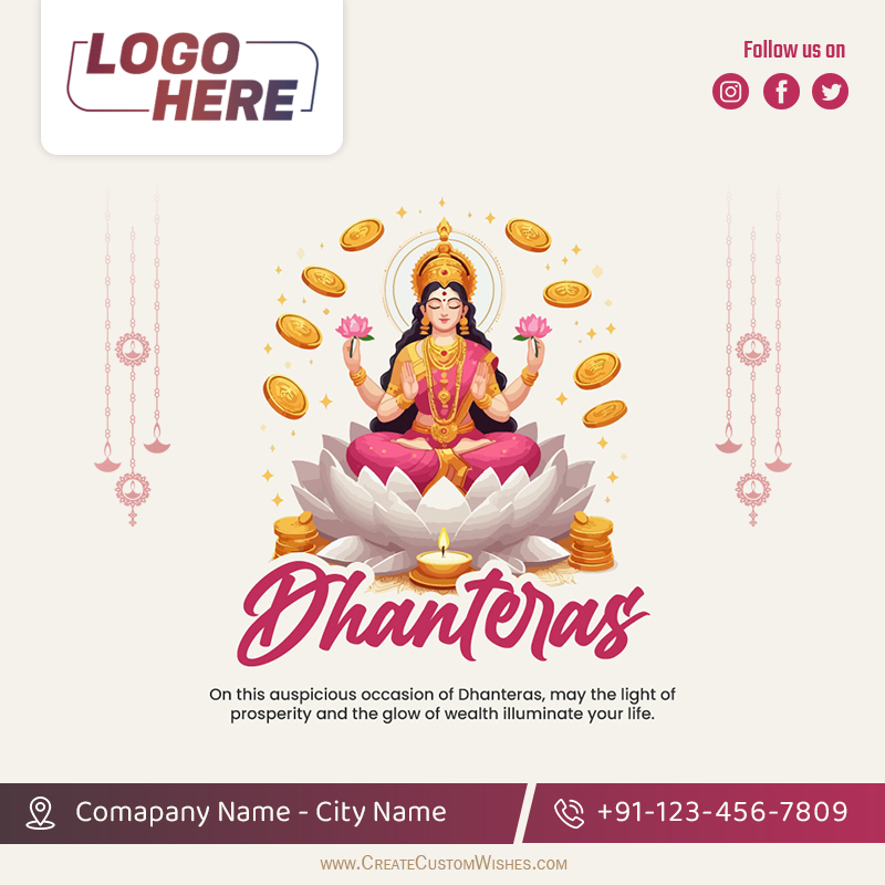 Free Dhanteras Poster Maker - Add Business Name & Logo
