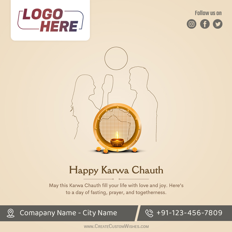Karwa Chauth Wishes Maker with Logo & Contact Info