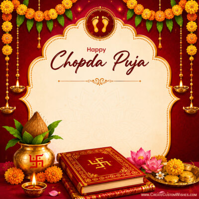 Online Customize Chopda Pujan 2026 Greeting & Puja CardOnline Customize Chopda Pujan 2026 Greeting & Puja Card
