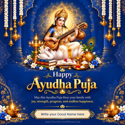 Ayudha Puja 2026 Wishes with Name – Free Wishes MakerAyudha Puja 2026 Wishes with Name – Free Wishes Maker