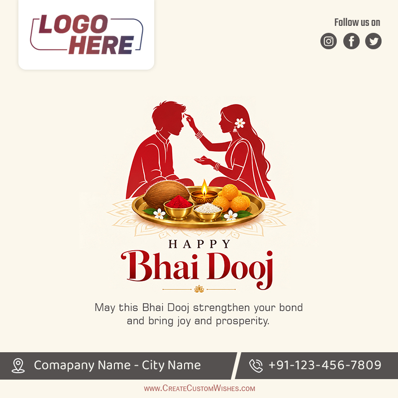 Create Bhai Dooj Business Card Online with Logo