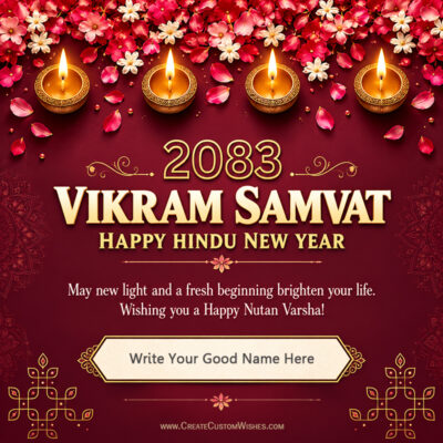 Vikram Samvat 2083: Hindu New Year Wishes with NameVikram Samvat 2083: Hindu New Year Wishes with Name