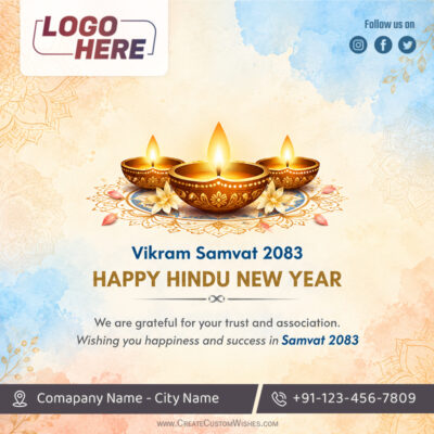 Vikram Samvat 2083 Wishes with Business Logo & InfoVikram Samvat 2083 Wishes with Business Logo & Info