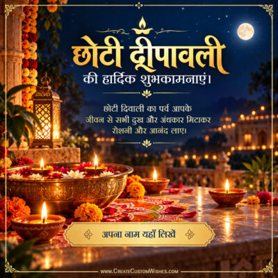छोटी दीपावली 2026: नाम के साथ Greeting Card बनाएंछोटी दीपावली 2026: नाम के साथ Greeting Card बनाएं