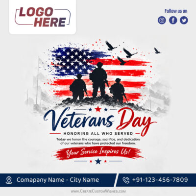 Create Veterans Day Business Cards with Logo OnlineCreate Veterans Day Business Cards with Logo Online