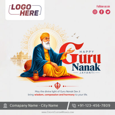 Free Guru Nanak Jayanti Business Card Maker with LogoFree Guru Nanak Jayanti Business Card Maker with Logo