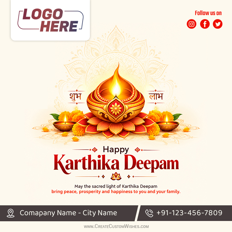 Free Karthika Deepam Business Card Maker with Logo