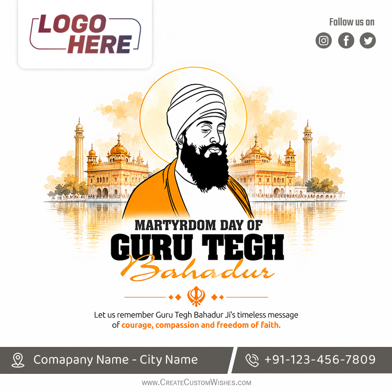 Guru Tegh Bahadur Shaheedi Diwas Business Cards Free
