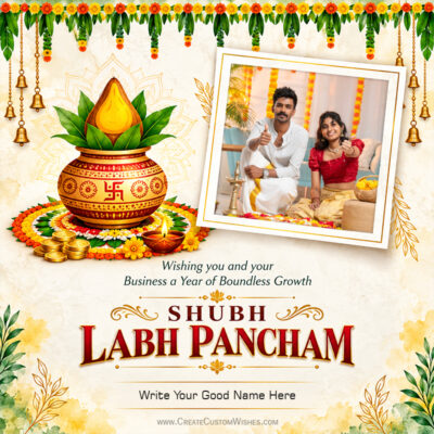 Happy Labh Pancham 2026 Photo & Name Card MakerHappy Labh Pancham 2026 Photo & Name Card Maker