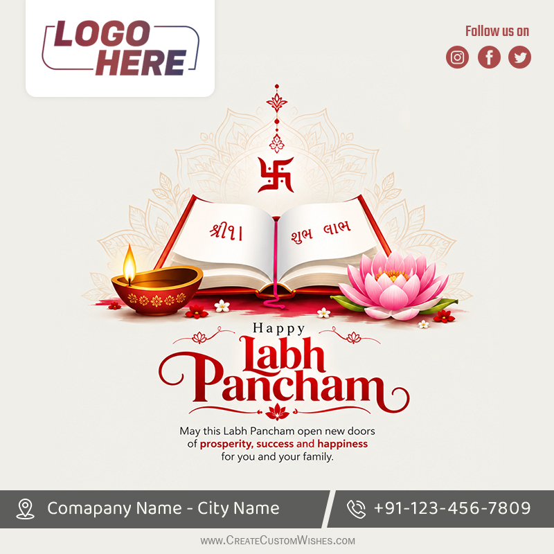 Labh Pancham 2026 Business Greeting Cards with Logo