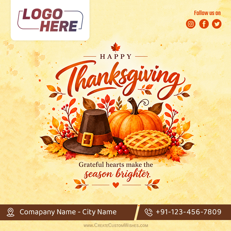 Thanksgiving 2026 Business Cards with Logo – Free Maker