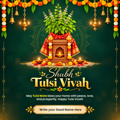 Tulsi Vivah Wishes with Name | Free Greeting Card MakerTulsi Vivah Wishes with Name | Free Greeting Card Maker